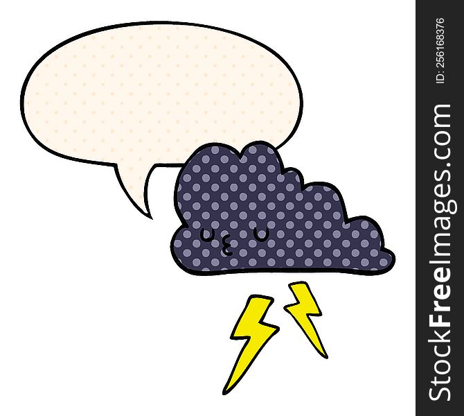 Cartoon Storm Cloud And Speech Bubble In Comic Book Style