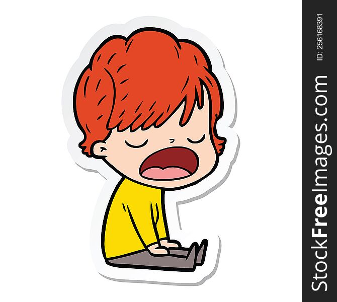 Sticker Of A Cartoon Woman Talking