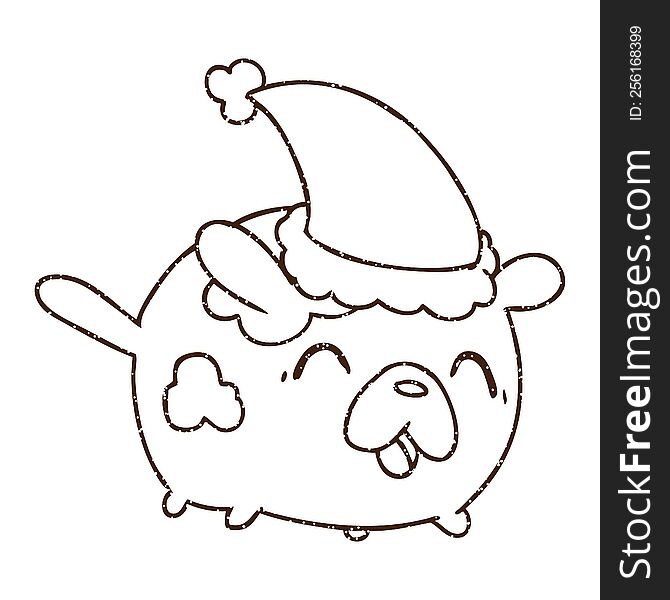 Christmas Dog Charcoal Drawing