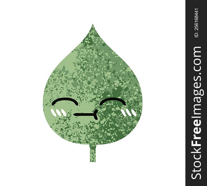 retro illustration style cartoon of a expressional leaf