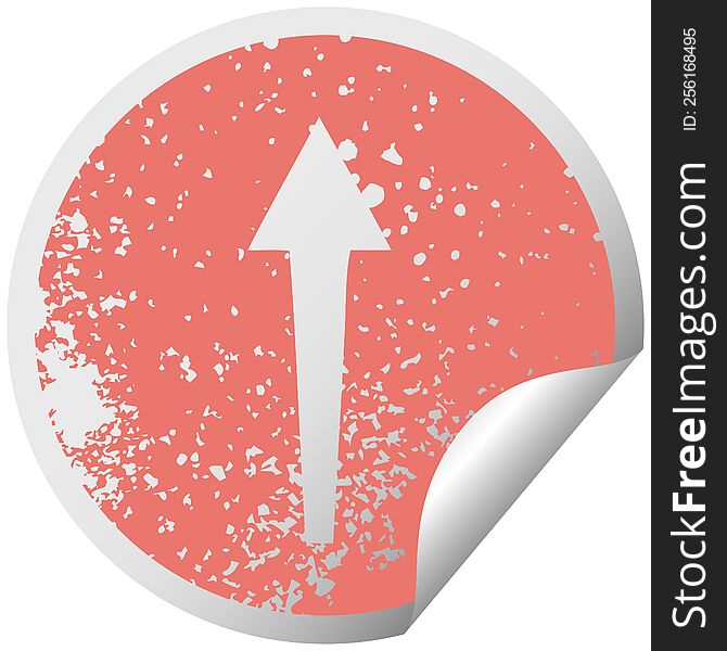 Quirky Distressed Circular Peeling Sticker Symbol Arrow