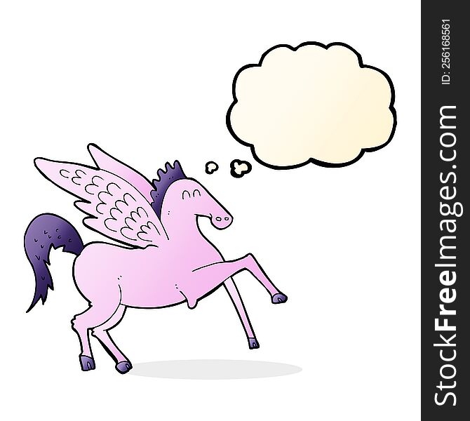 cartoon pegasus with thought bubble