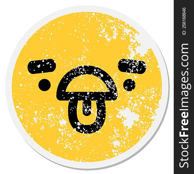 exhausted face with big eyebrows circular sticker