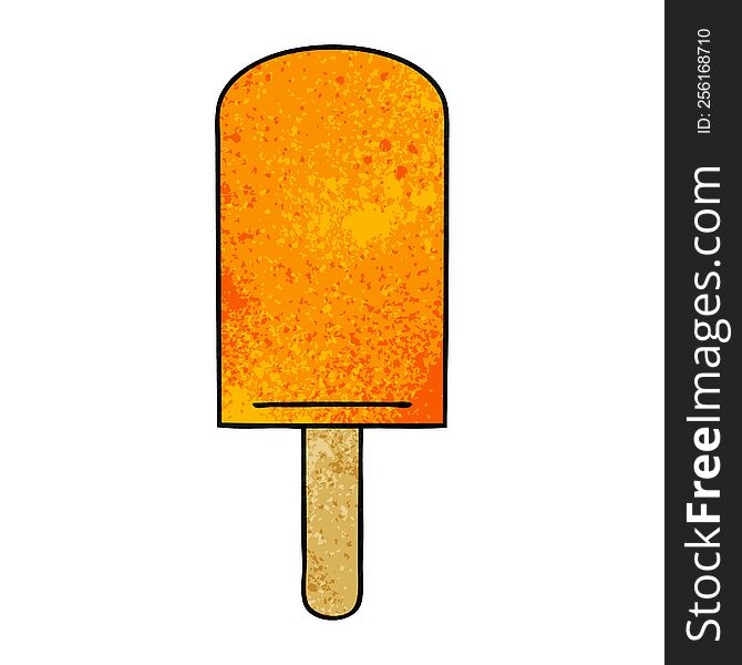 Quirky Hand Drawn Cartoon Orange Ice Lolly