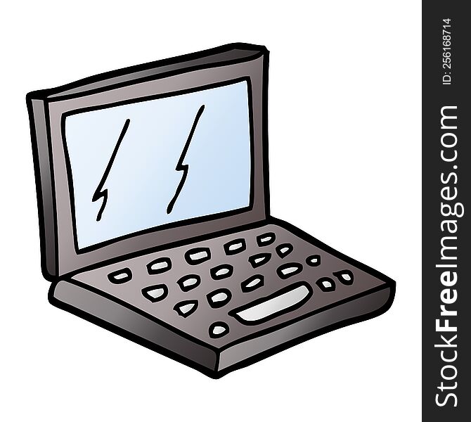 Vector Gradient Illustration Cartoon Laptop Computer