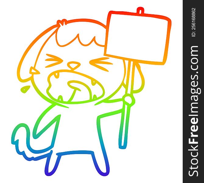 Rainbow Gradient Line Drawing Cute Cartoon Dog Barking