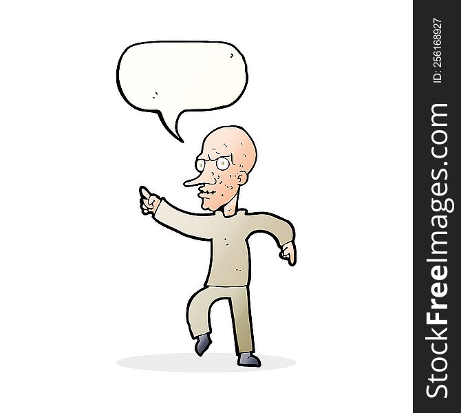 Cartoon Angry Old Man With Speech Bubble