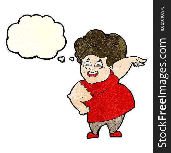 Cartoon Oveweight Woman With Thought Bubble