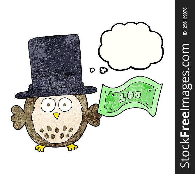 freehand drawn thought bubble textured cartoon rich owl