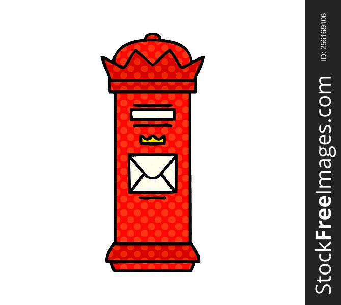 comic book style cartoon of a british post box