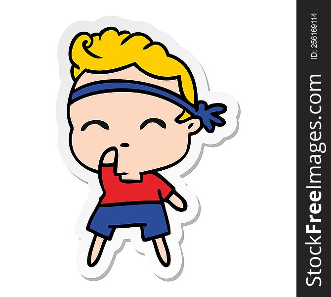 freehand drawn sticker cartoon of kawaii cute fitness boy