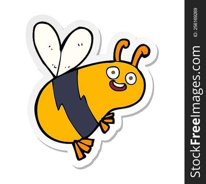 sticker of a funny cartoon bee