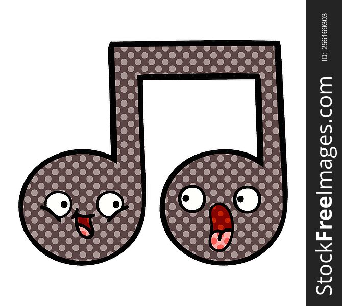 comic book style cartoon of a musical note