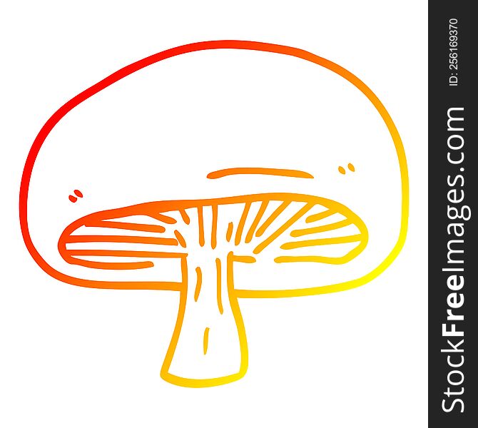 warm gradient line drawing of a cartoon chestnut mushroom