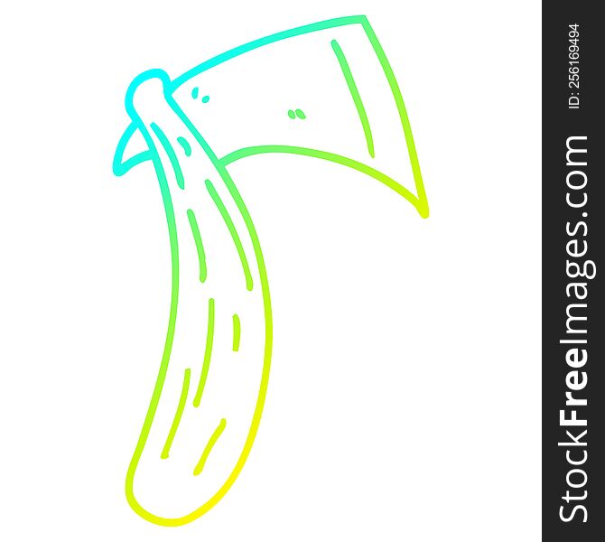 cold gradient line drawing of a cartoon sharp axe