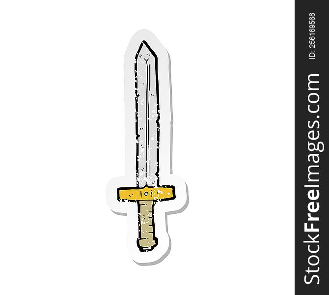 Retro Distressed Sticker Of A Cartoon Sword