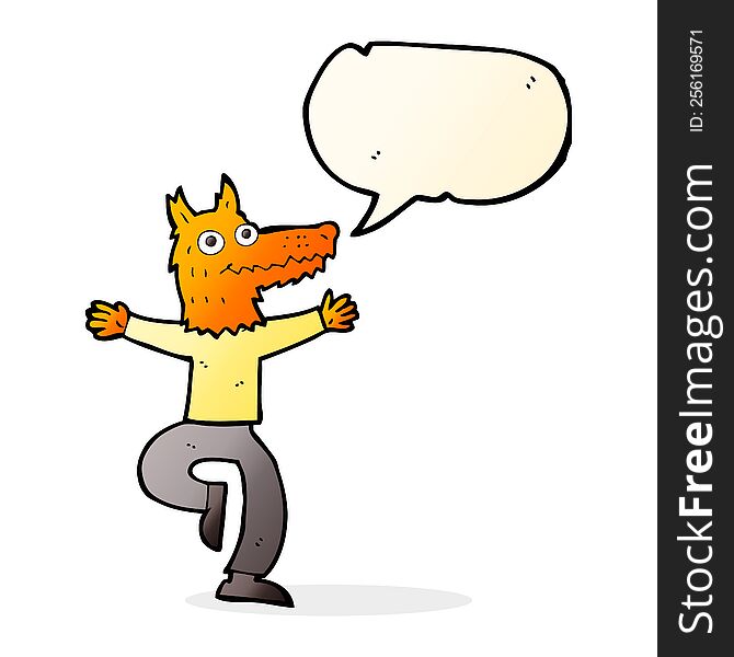 Cartoon Fox Man With Speech Bubble