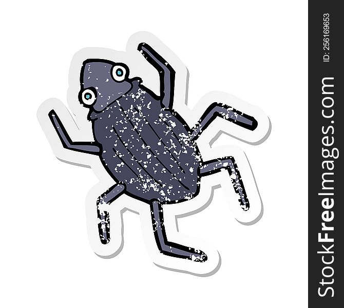Retro Distressed Sticker Of A Cartoon Bug