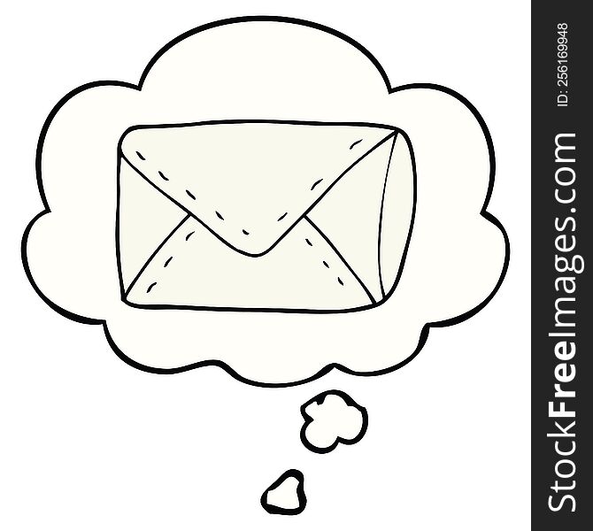 Cartoon Envelope And Thought Bubble