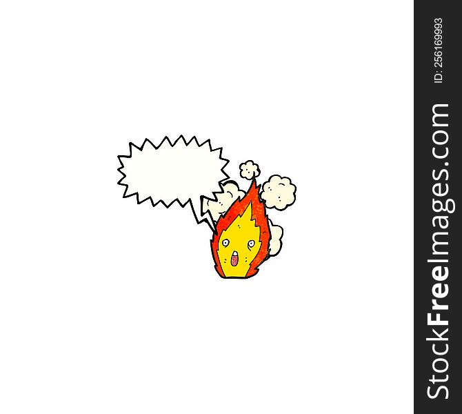 Flame Cartoon Character With Speech Bubble