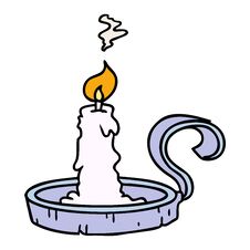 Cartoon Doodle Of A Candle Holder And Lit Candle Stock Photos