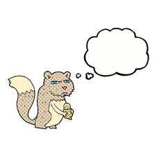 Thought Bubble Cartoon Angry Squirrel With Nut Stock Photo