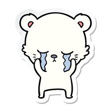 Sticker Of A Crying Cartoon Polarbear Stock Photography