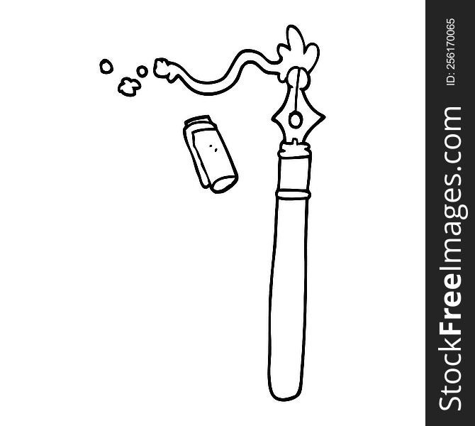 Line Drawing Cartoon Fountain Pen