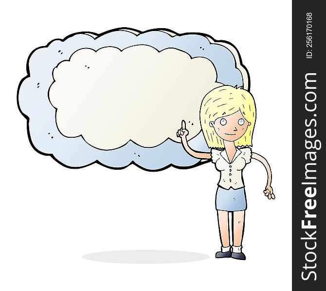 Cartoon Woman With Text Space Cloud