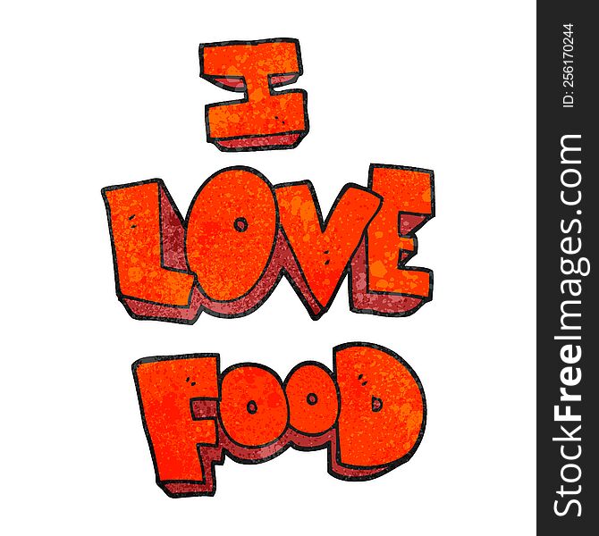 Textured Cartoon I Love Food Symbol