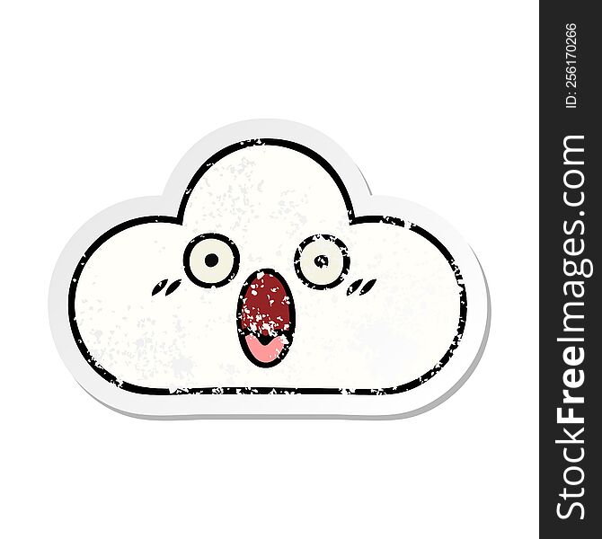 Distressed Sticker Of A Cute Cartoon White Cloud