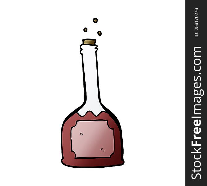 cartoon doodle bottle of red wine