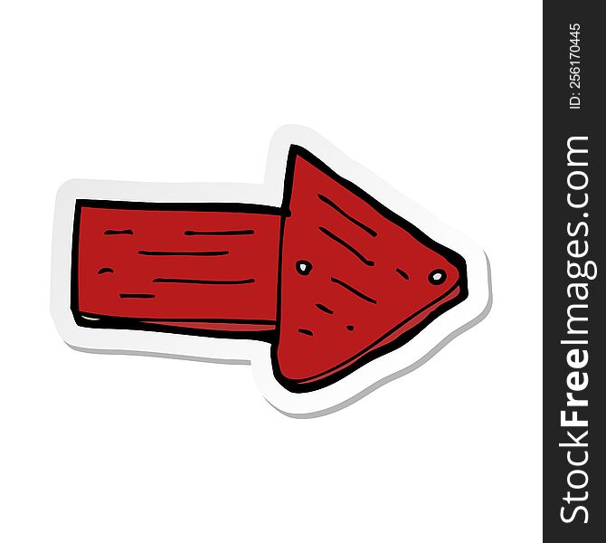 sticker of a cartoon pointing arrow symbol