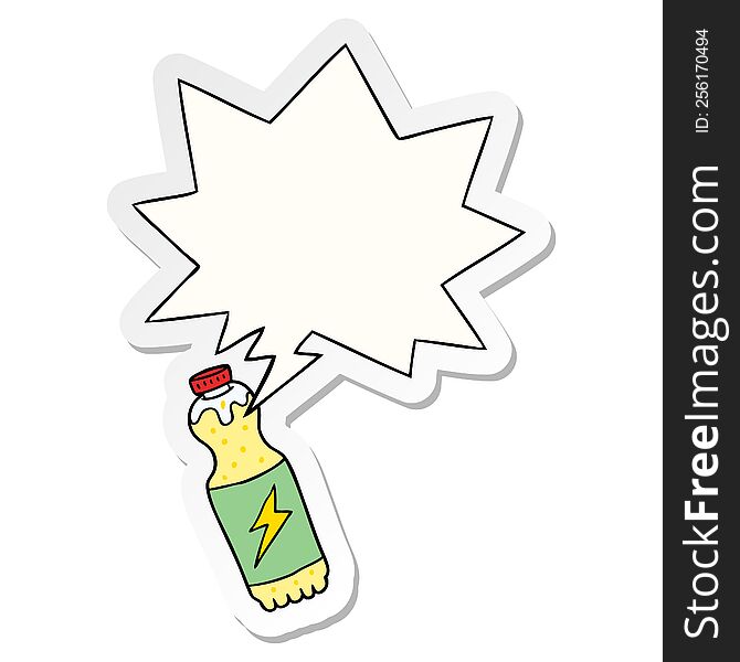 Cartoon Soda Bottle And Speech Bubble Sticker