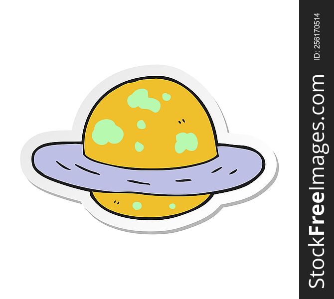 sticker of a cartoon planet