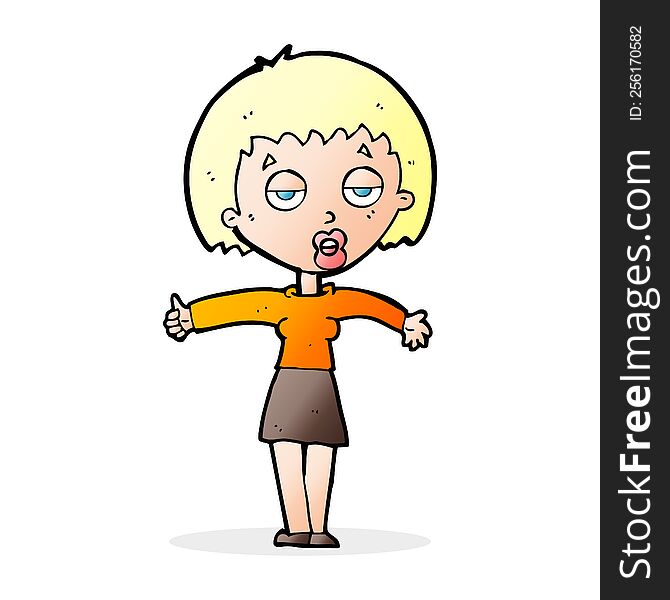 Cartoon Bored Woman