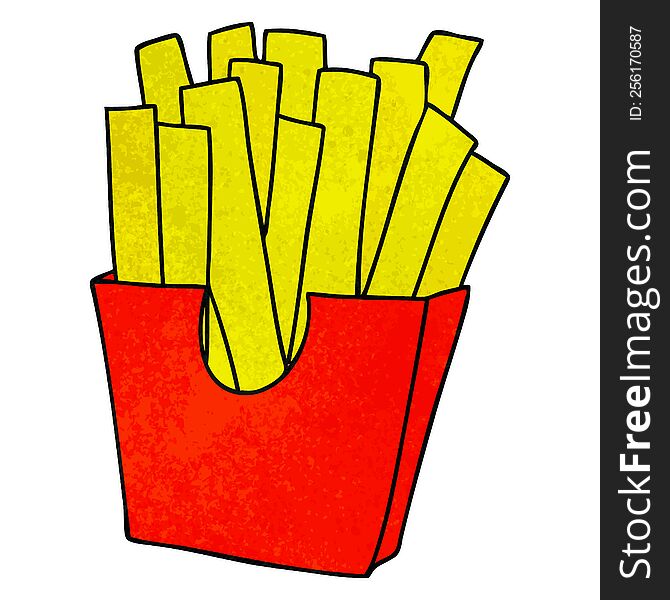 hand drawn quirky cartoon french fries. hand drawn quirky cartoon french fries