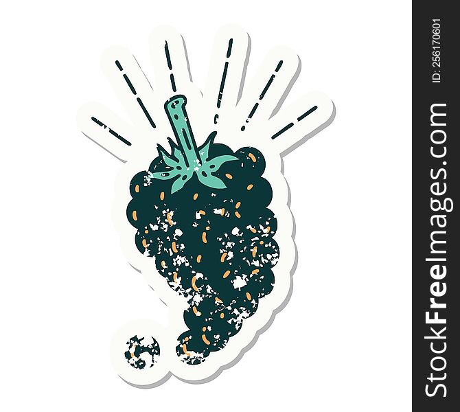 grunge sticker of tattoo style bunch of grapes