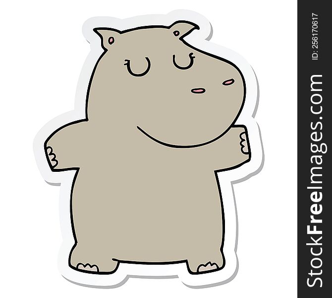 Sticker Of A Cartoon Hippo