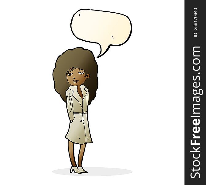 Cartoon Female Spy With Speech Bubble