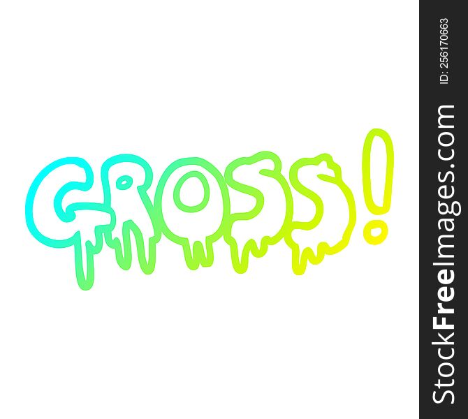 cold gradient line drawing of a cartoon font gross