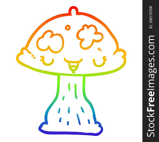 Rainbow Gradient Line Drawing Cartoon Toadstool