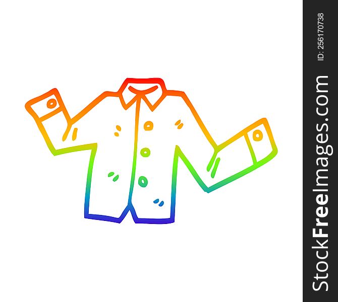 Rainbow Gradient Line Drawing Cartoon Casual Shirt