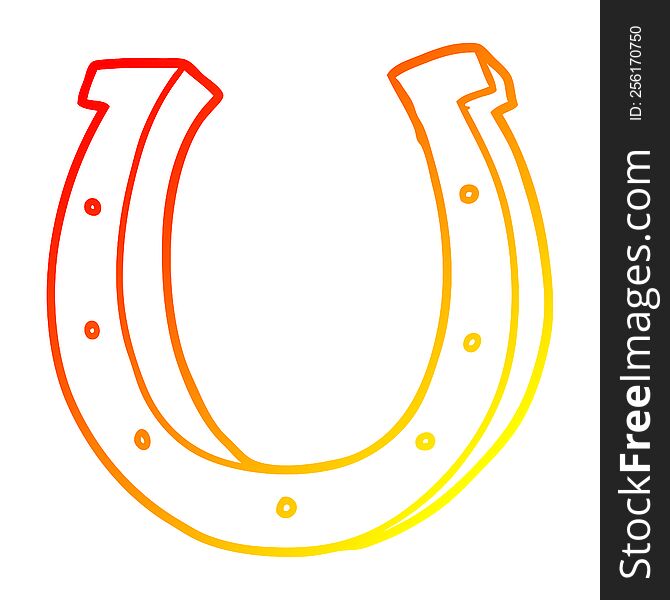 warm gradient line drawing of a cartoon iron horse shoe