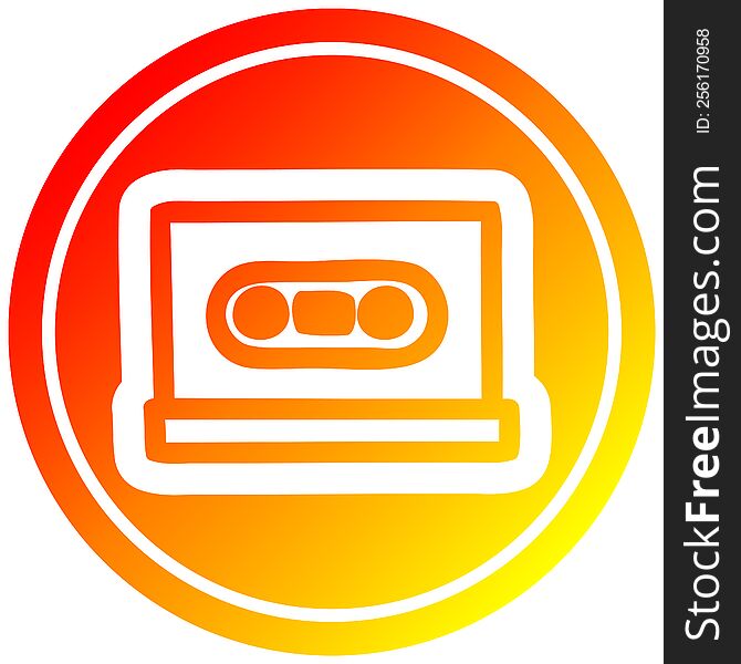 cassette tape circular icon with warm gradient finish. cassette tape circular icon with warm gradient finish