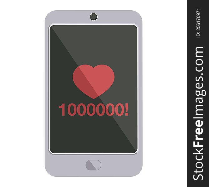 Mobile Phone Showing 1000000 Likes Graphic Icon