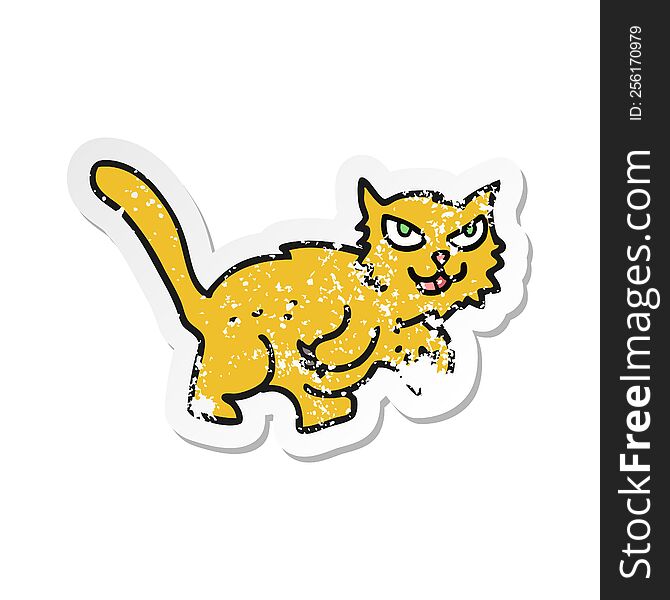retro distressed sticker of a cartoon cat