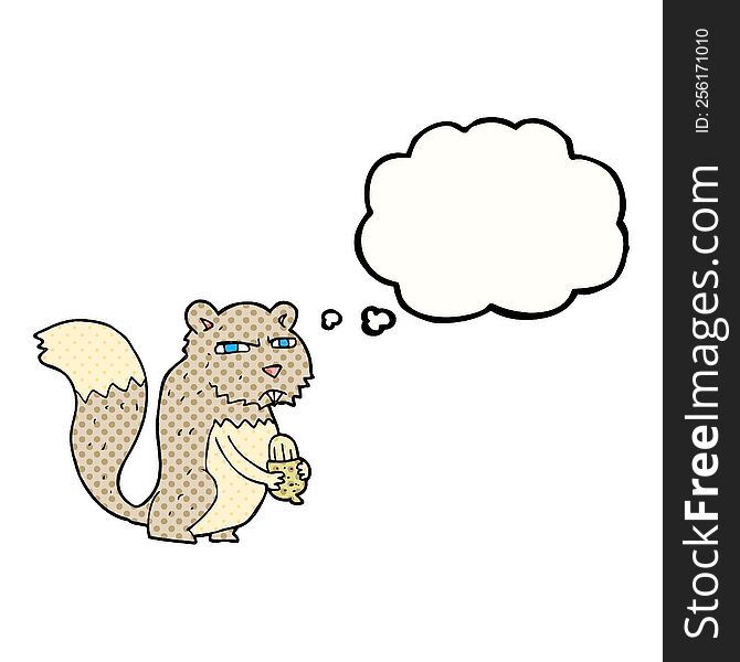 Thought Bubble Cartoon Angry Squirrel With Nut