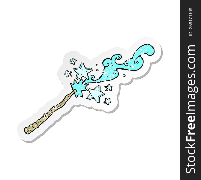 retro distressed sticker of a magic wand casting spell