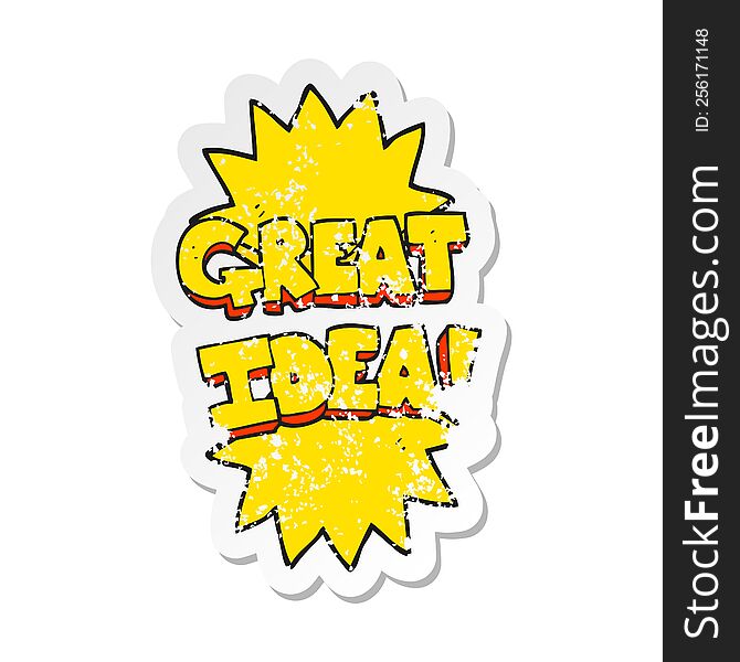 Retro Distressed Sticker Of A Cartoon Great Idea Symbol